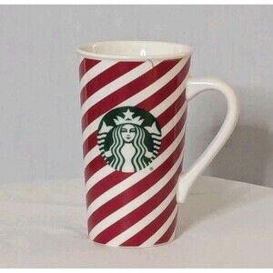 Starbucks 2019 Christmas Red & White Striped Candy Cane Tall Coffee Mug 16 oz.